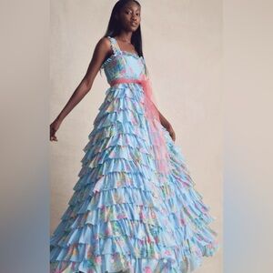 LoveShackFancy Idra Maxi Dress In Sky Lullaby Blue